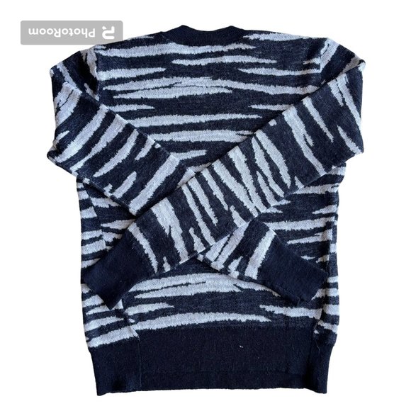 A.L.C 100% wool black and white sweater, women's XS, striped, thin knit - Picture 2 of 4